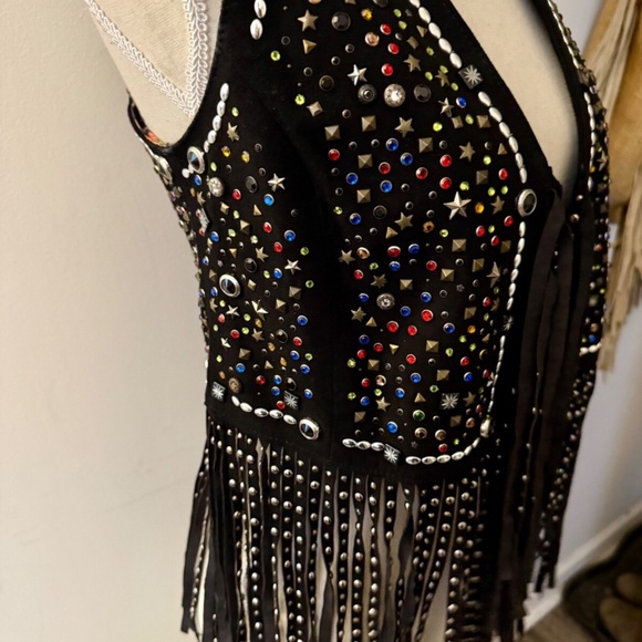 ETRO Suede Fringe Jeweled Biker Vest RARE 40 - Picture 3 of 10